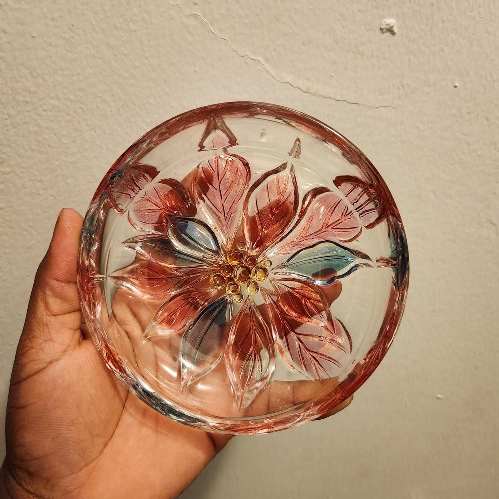 Vintage Savoir Vivre "Holiday Spirit" glass candy dish